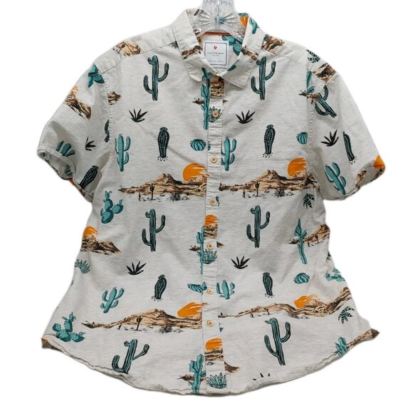 Cactus Man Mens Shirt Size Large Slim Fit Short Sleeve Button Up - Picture 1 of 7